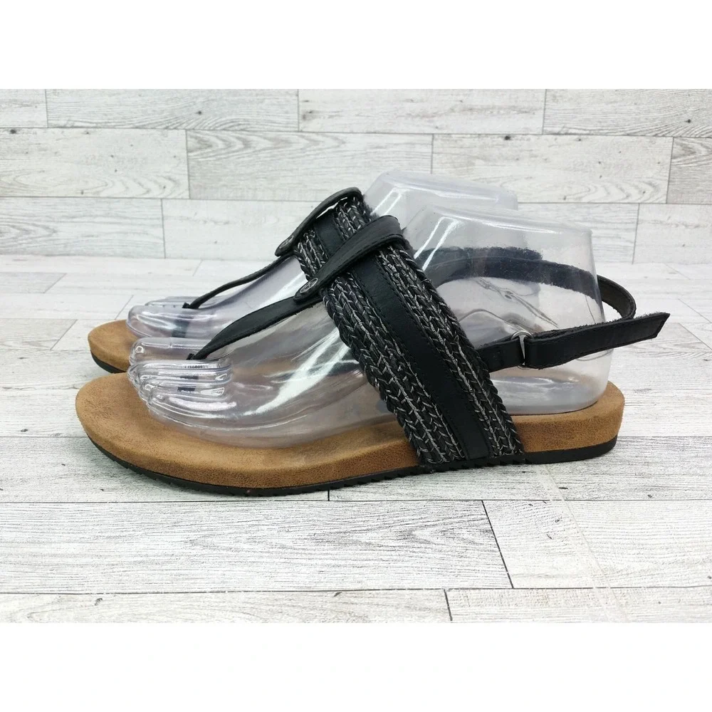Women's Tamaris Thong‎ Sandals Black Straps Flats Size EU 38 US 7.5/8 Shoes